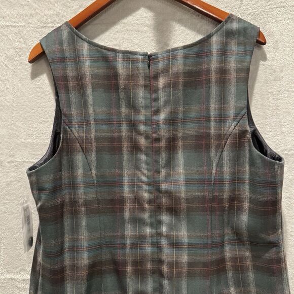 NWT Vtg Pendleton 100% Virgin Wool Plaid Shift Pockets Dress Size 18 Green Black - Picture 6 of 10